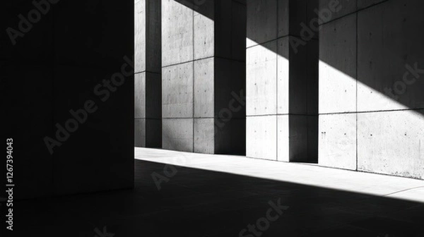 Fototapeta Modern architectural shadows in a minimalist space