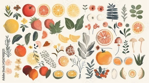 Obraz A charming collection of hand-drawn vector elements, with a personal and organic feel,