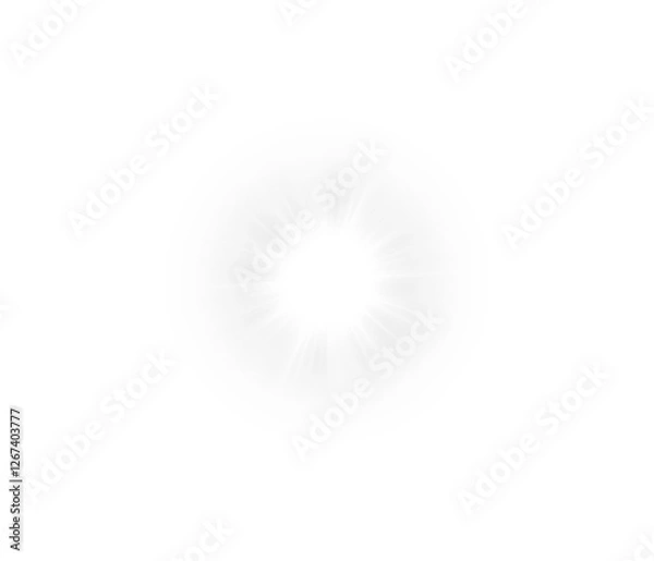 Fototapeta Png Light with Sun Glare. Overlay sun, Sunrays, and Glare in PNG Format. Gold Flare and Glare. PNG sun isolated on transparent background. Stock royalty free.