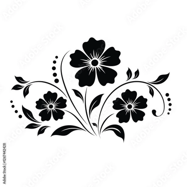 Obraz Flower Silhouette Vector with Elegant Botanical Design