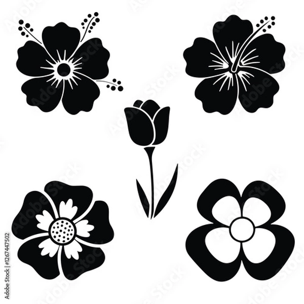Obraz Flower Silhouette Vector Clipart Set