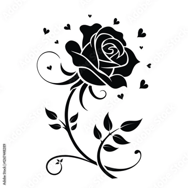 Obraz Rose Flower Silhouette Vector for Design