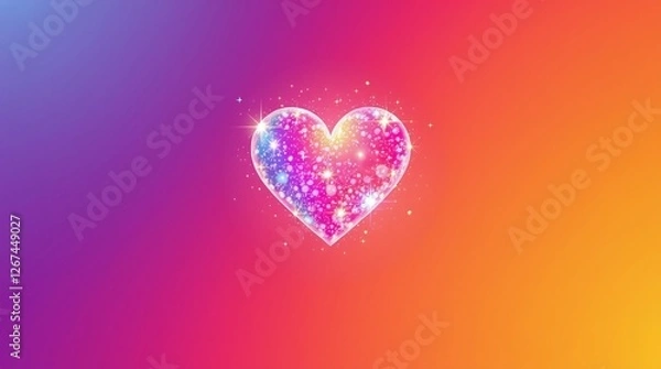 Fototapeta  adorable glowing heart of sparkling particles