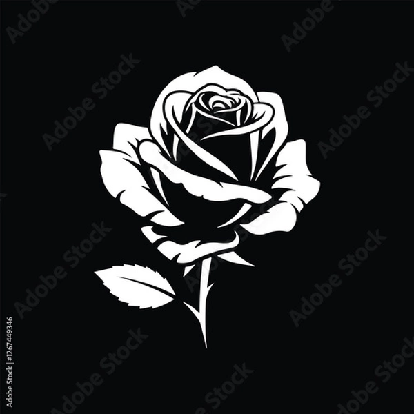 Obraz Rose Svg Vector on Dark Background