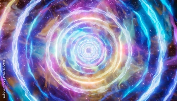 Fototapeta Glowing Colorful Neon Dimensional Portal Effect Background