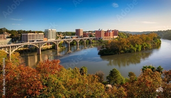Fototapeta scenic albany ga view overlooking the serene flint river