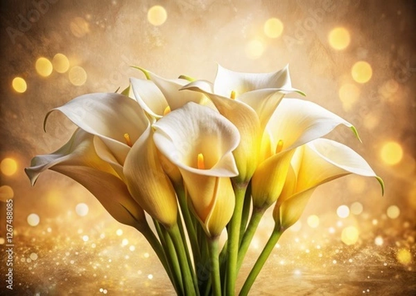 Obraz A timeless bouquet: yellow and white calla lilies captured in a vintage floral still life.
