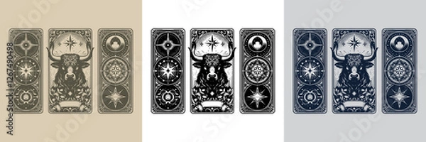 Fototapeta creative bull vector playing card tattoo design