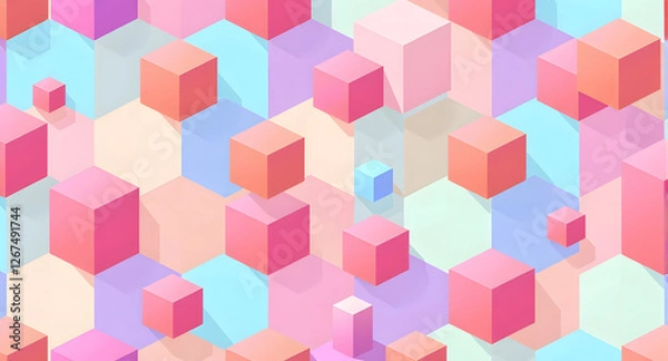Fototapeta Abstract Geometric Cube Pattern in Pastel Colors