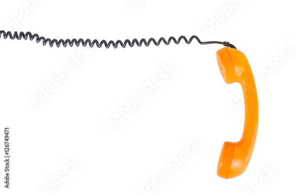 Obraz Pomarańczowy telefon na białym tle