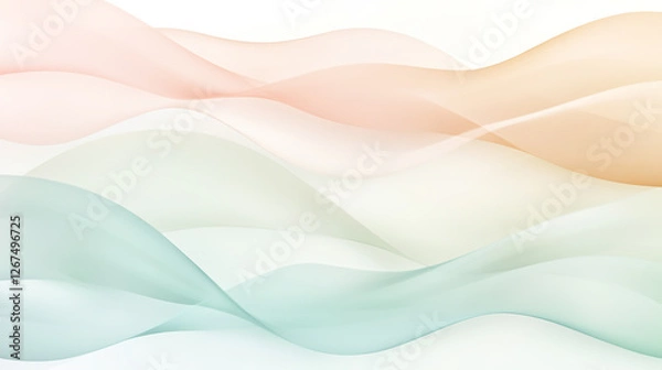 Fototapeta Abstract light pastel background with soft wave lines, pastel colors, and white space for text.