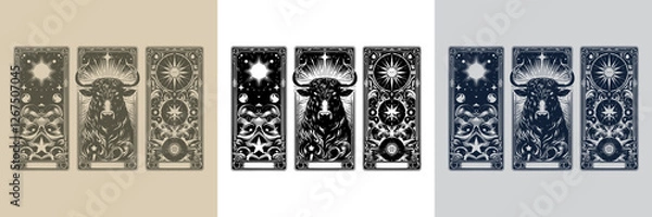 Fototapeta tattoo style bull vector playing card design