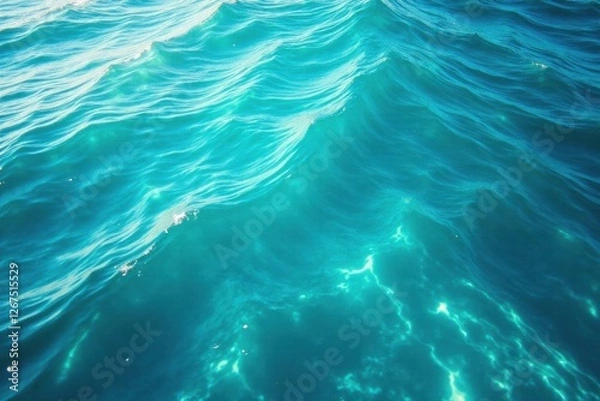 Fototapeta vibrant turquoise ocean wave pattern background, watercolor effects, underwater scene