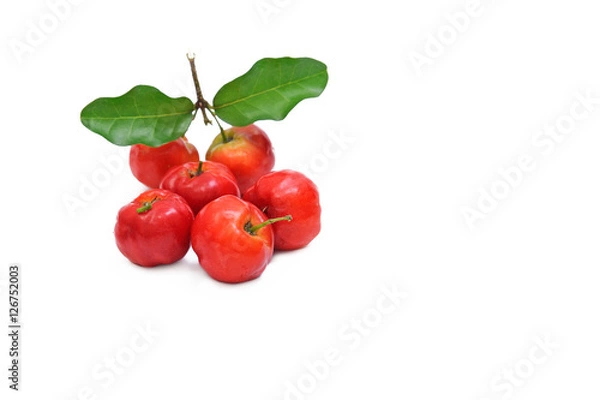 Obraz Barbados cherry fruit isolated on white background.