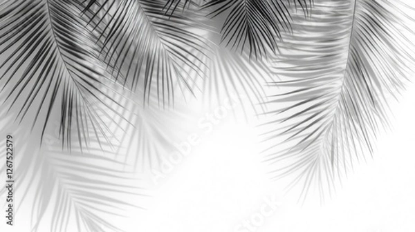 Fototapeta Palm leaf shadows on white background; summer design