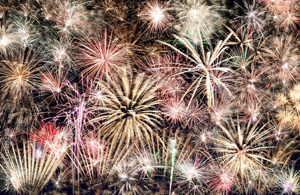 Fototapeta New year fireworks frame background