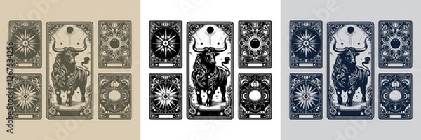 Fototapeta elegant bull vector playing card tattoo design