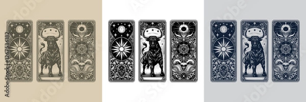 Fototapeta powerful bull vector playing card tattoo design