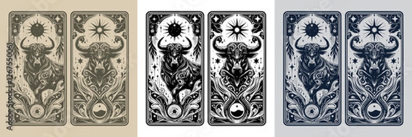 Obraz abstract bull vector playing card tattoo design