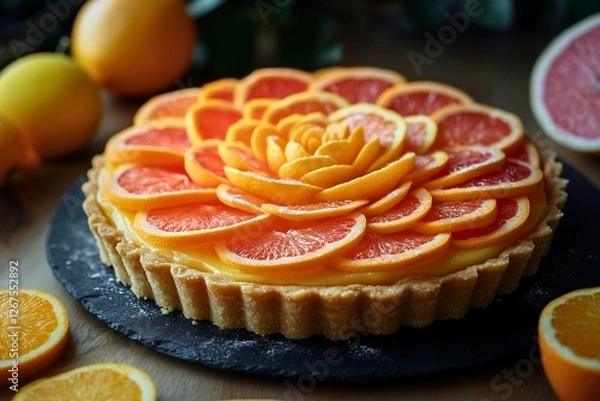 Obraz Citrus Custard Tart with Fresh Fruit