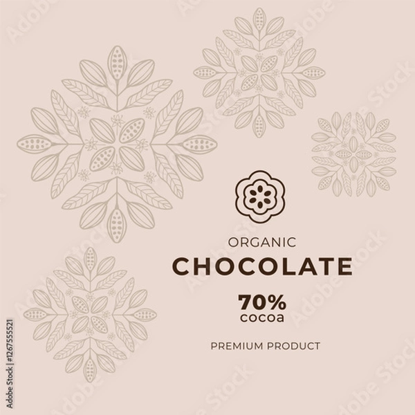 Fototapeta Cocoa bean illustration. Vintage style design template. chocolate cocoa beans. Vector illustration