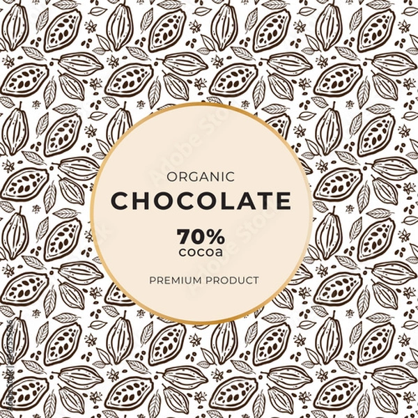Fototapeta Cocoa bean illustration. Vintage style design template. chocolate cocoa beans. Vector illustration