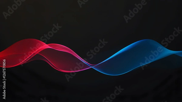 Obraz Abstract Wave Pattern: Red and Blue Curves on Dark Background