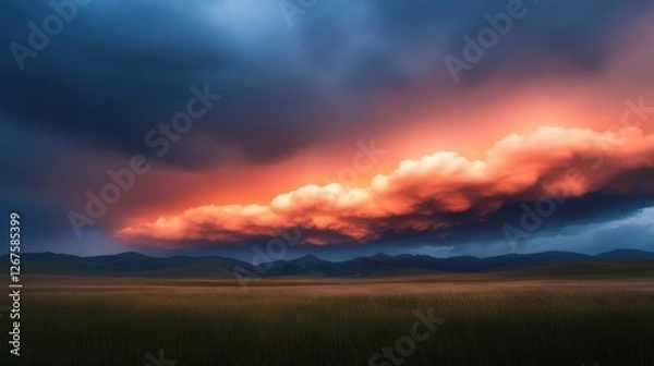 Obraz Dramatic Sunset Over Open Field