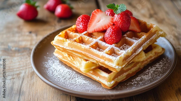 Obraz waffle and strawberries