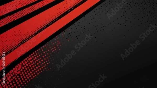 Fototapeta Abstract red and black halftone background.