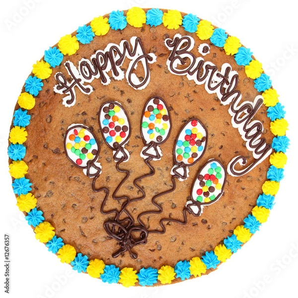 Fototapeta Large 18 inch cookie cake with Happy Birthday in icing.