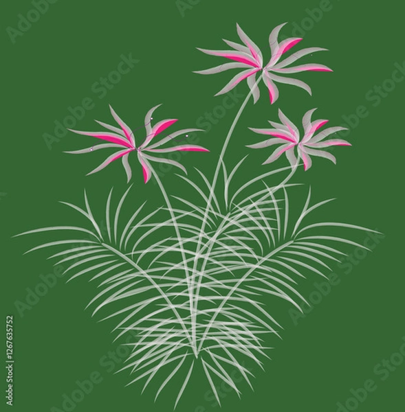 Obraz flower and green pattern