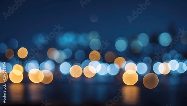Fototapeta Nighttime Bokeh Lights with Blurred Colorful Circles Creating a Dreamy Urban Atmosphere for Design and Background Use