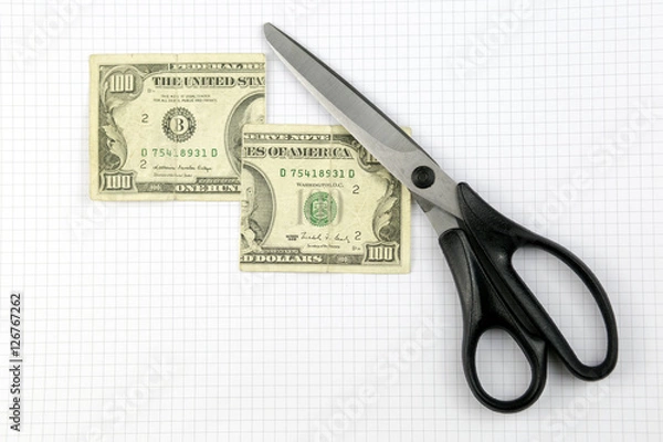 Obraz Cut dollars with scissors
