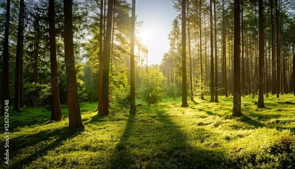 Fototapeta forest in sunny day