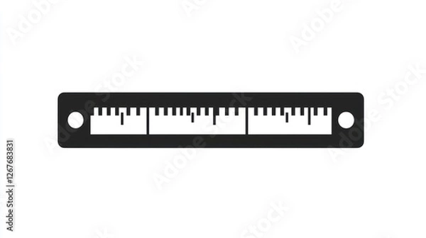 Fototapeta Black ruler isolated on white background, measuring tool