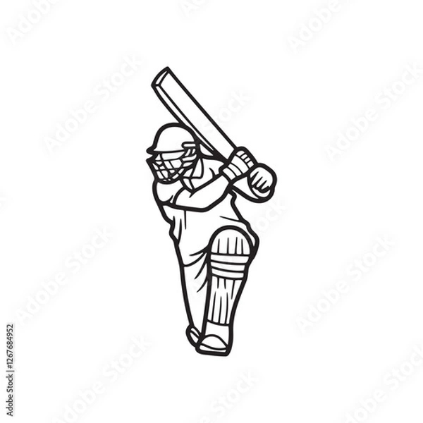 Obraz Cricket playing batter - batsman illustration