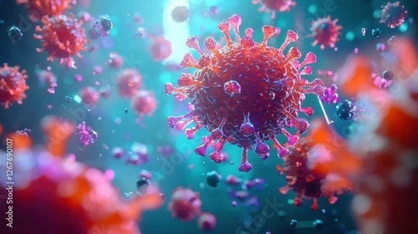 Obraz Microscopic Corona Virus Rendering