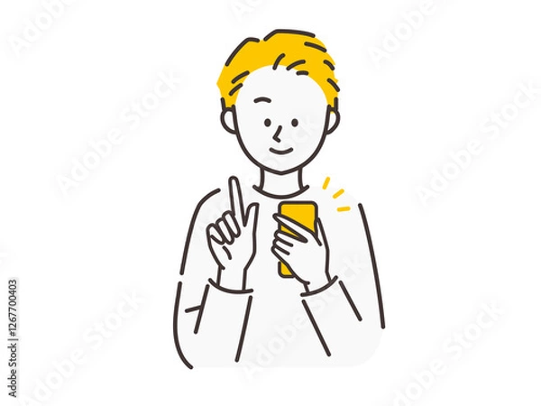 Obraz スマートフォンを操作する男性