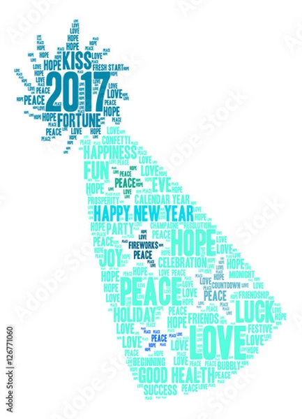 Fototapeta Happy New Year 2017 word cloud on a white background. 