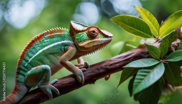 Fototapeta chameleon on a branch tree