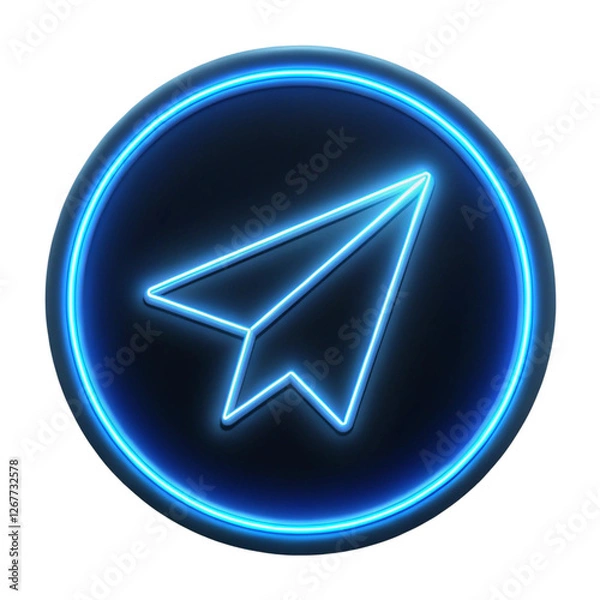 Obraz Glowing Telegram logo isolated on transparent background  
