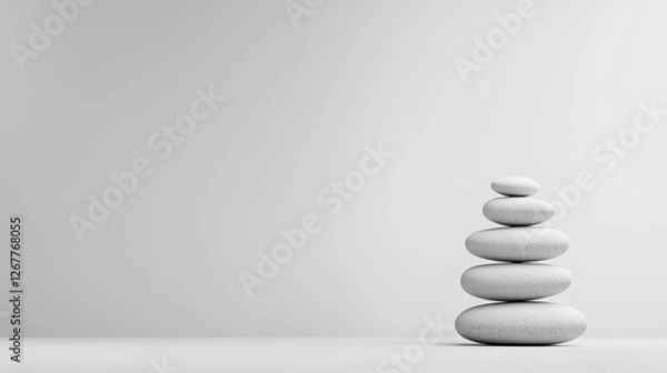 Obraz Minimalist Composition of Smooth Stones Stacked Elegantly in a Serene and Simple Environment