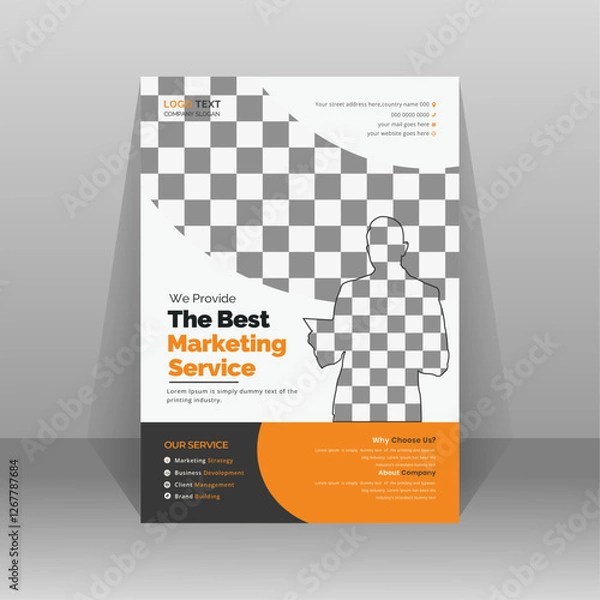 Obraz Corporate business flyer designed with blue color scheme, in A4 size, editable vector template design and perfect for a creative creative professional business.