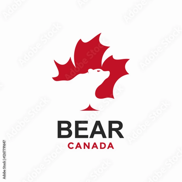 Obraz bear canada simple logo in negative space