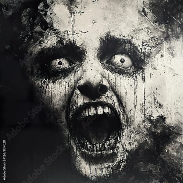 Obraz Screaming Face: A Grunge Horror Portrait