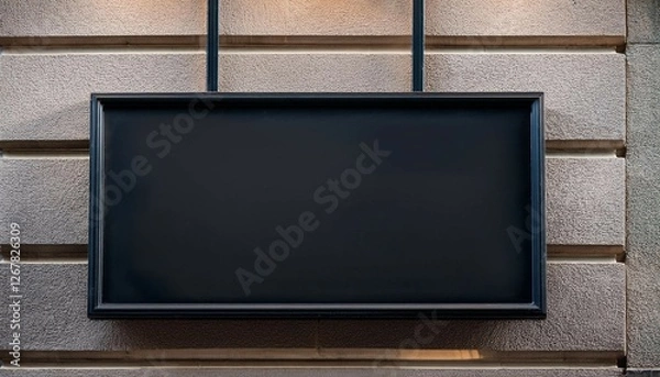 Fototapeta horizontal black empty signage on clothes shop front with copy space