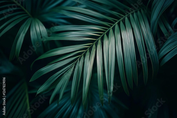 Fototapeta Background with exotic green leaves