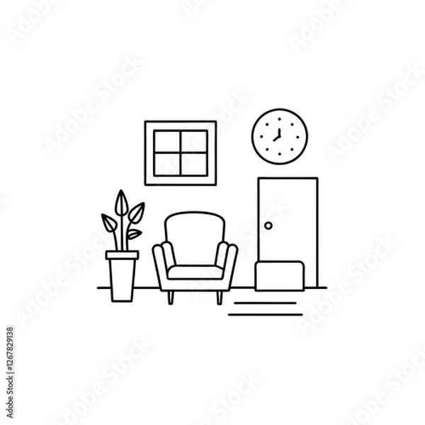 Fototapeta waiting room line art isolated on white background 
