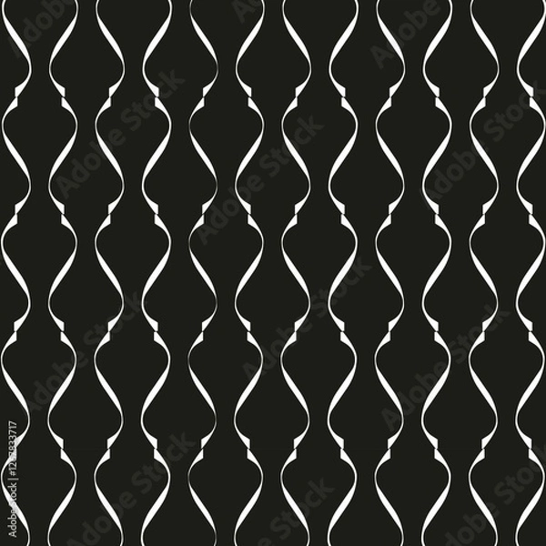 Obraz seamless pattern with black and white vases, set of black and white lingerie, bikini, Graceful Blooms in Glass Vase, flower vase, black and white silhouette illustration,Flower vase, vector.